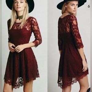 Free People Purple Floral Mesh Lace Dress Size 2